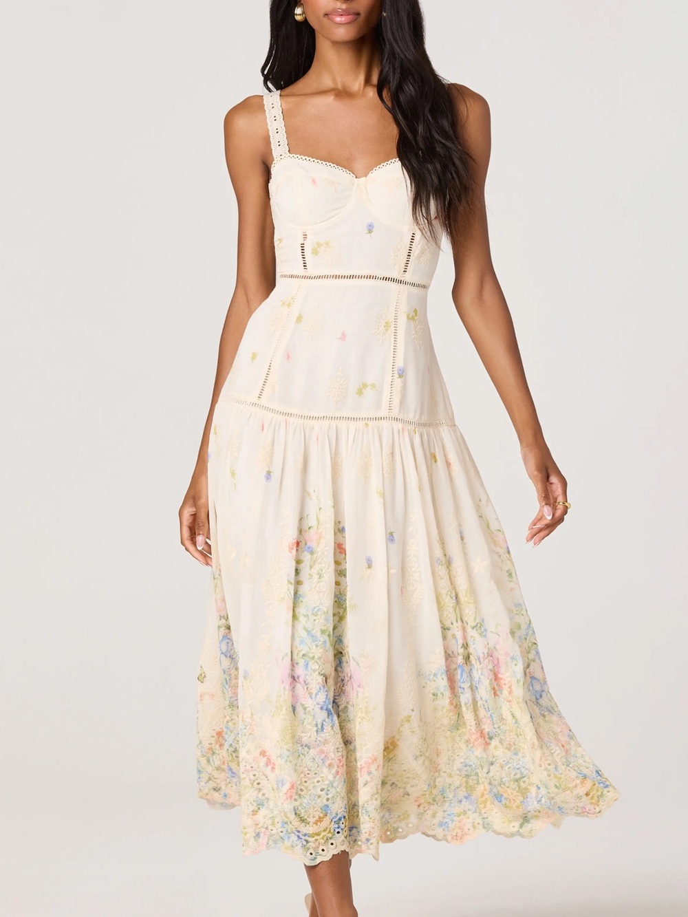 ASTR The Label Pellagia Eyelet Embroidered Midi Dress